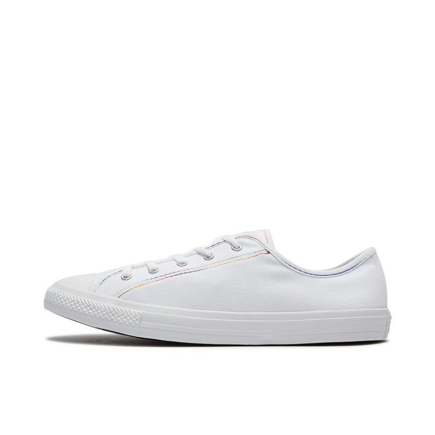 推荐商品：Converse/匡威 All Star Dainty 帆布鞋 防滑耐磨舒适轻便透气橡胶底圆头休闲时尚运动 White 纯白色/彩色缝线