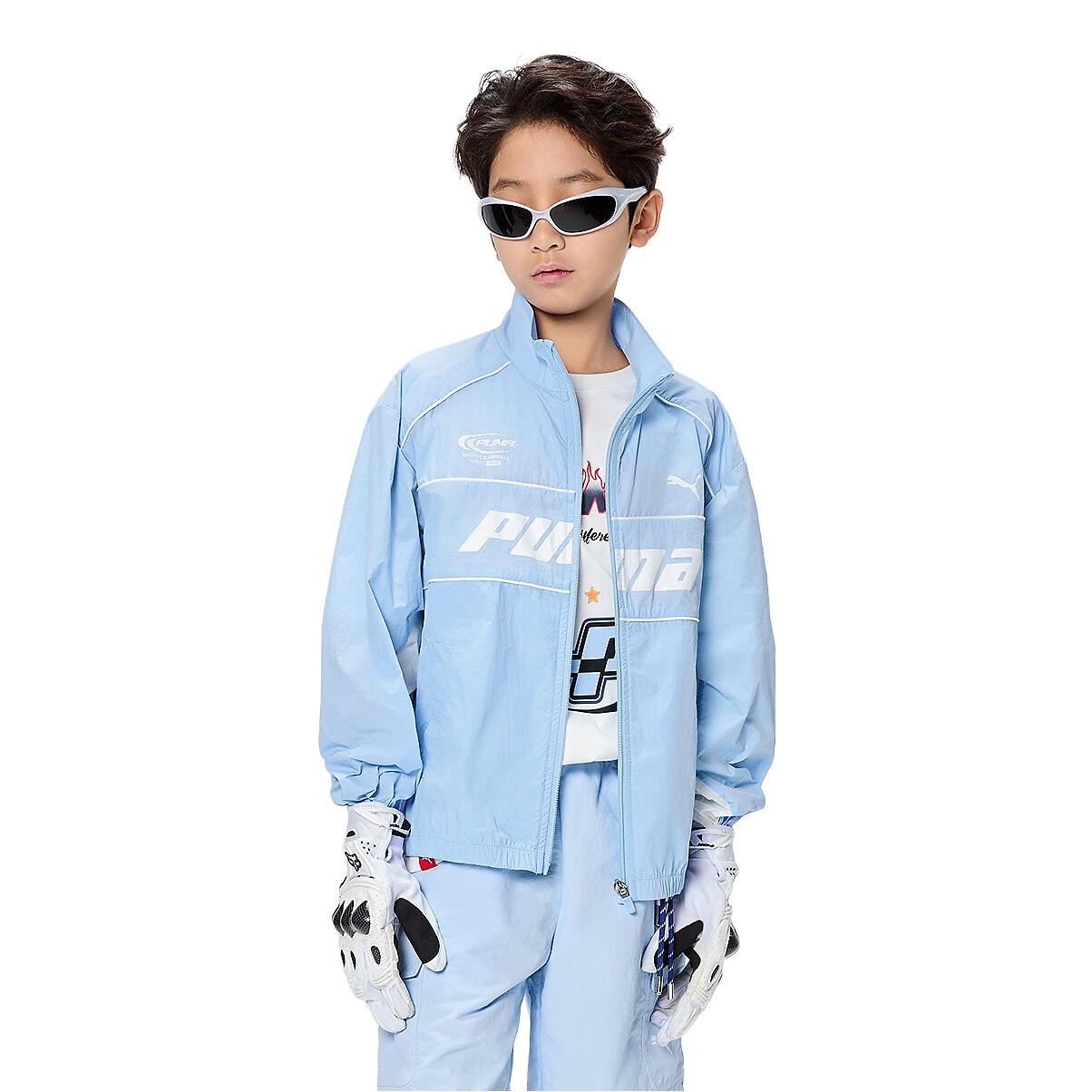推荐商品：Puma/彪马童装 薄款字母长袖防晒衣 男中大童 353225105101 冰蓝