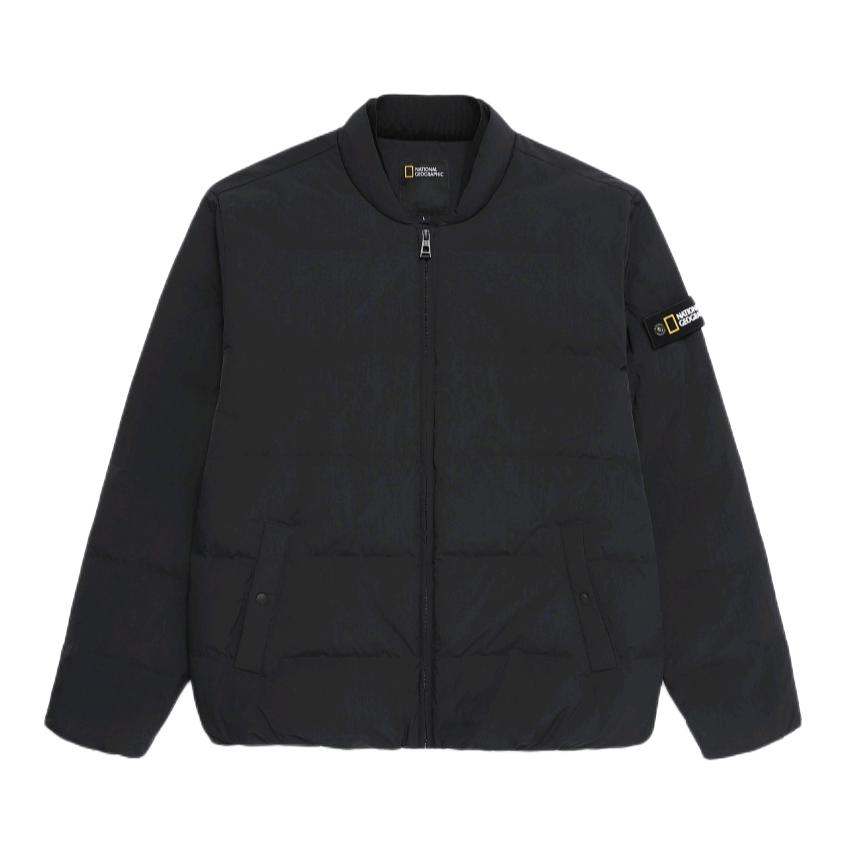 推荐商品：National Geographic/国家地理 防风防水立领短款长袖羽绒服 N257UDW430 碳黑