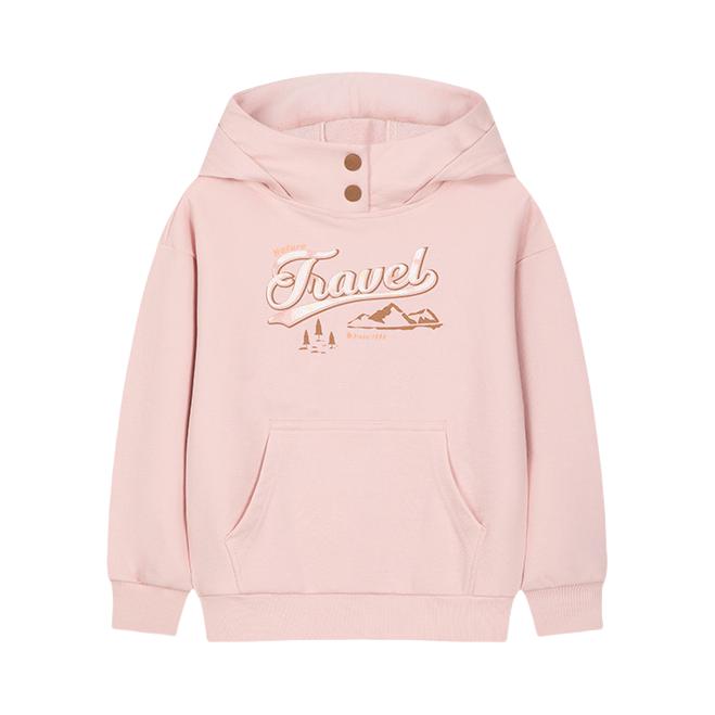 推荐商品：souhait/水孩儿童装 套头印花连帽长袖卫衣 中大童 SHSQGD01CQ690 玫瑰粉
