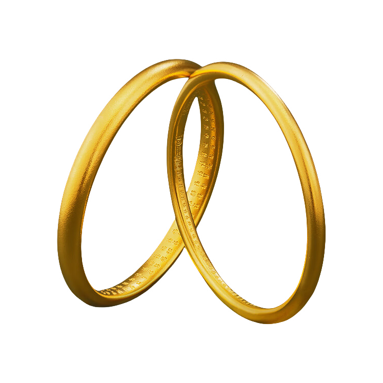 推荐商品：黄金谷 古法百福金包银足金手镯