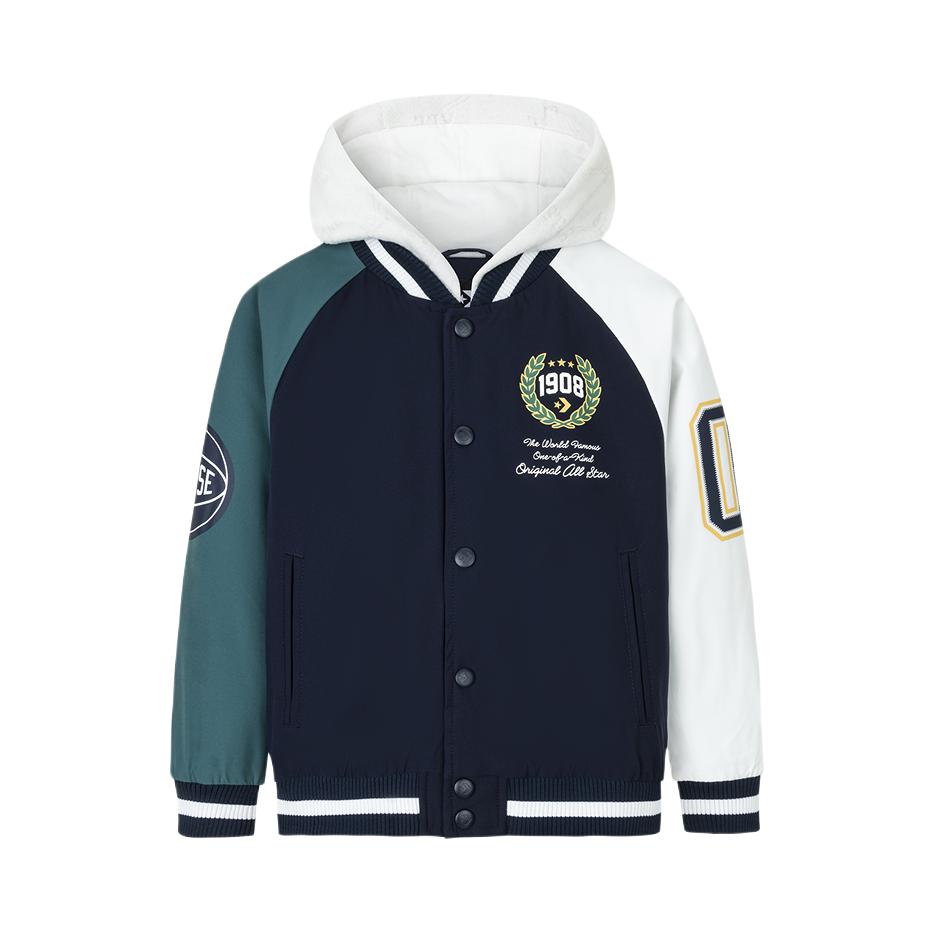推荐商品：Converse/匡威童装 拼色口袋刺绣连帽棉服 男中大童 CV2442073GS‏ 藏青蓝