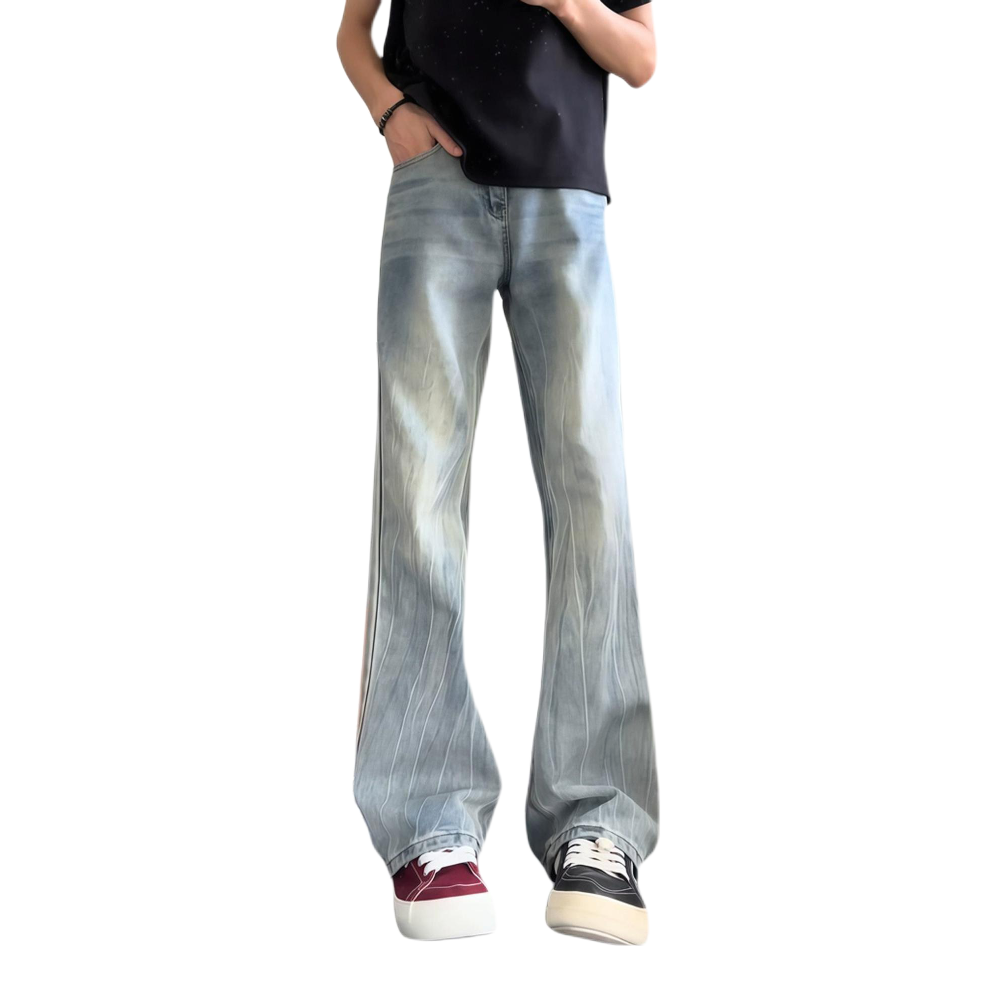 推荐商品：DUATOGE 微喇水洗渐变牛仔裤 JSSK63D 浅蓝