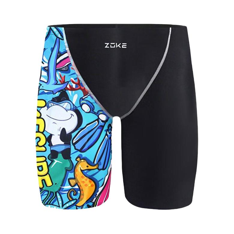 推荐商品：ZOKE/洲克童装 速干透气及膝泳裤 男中大童 119526883 黑