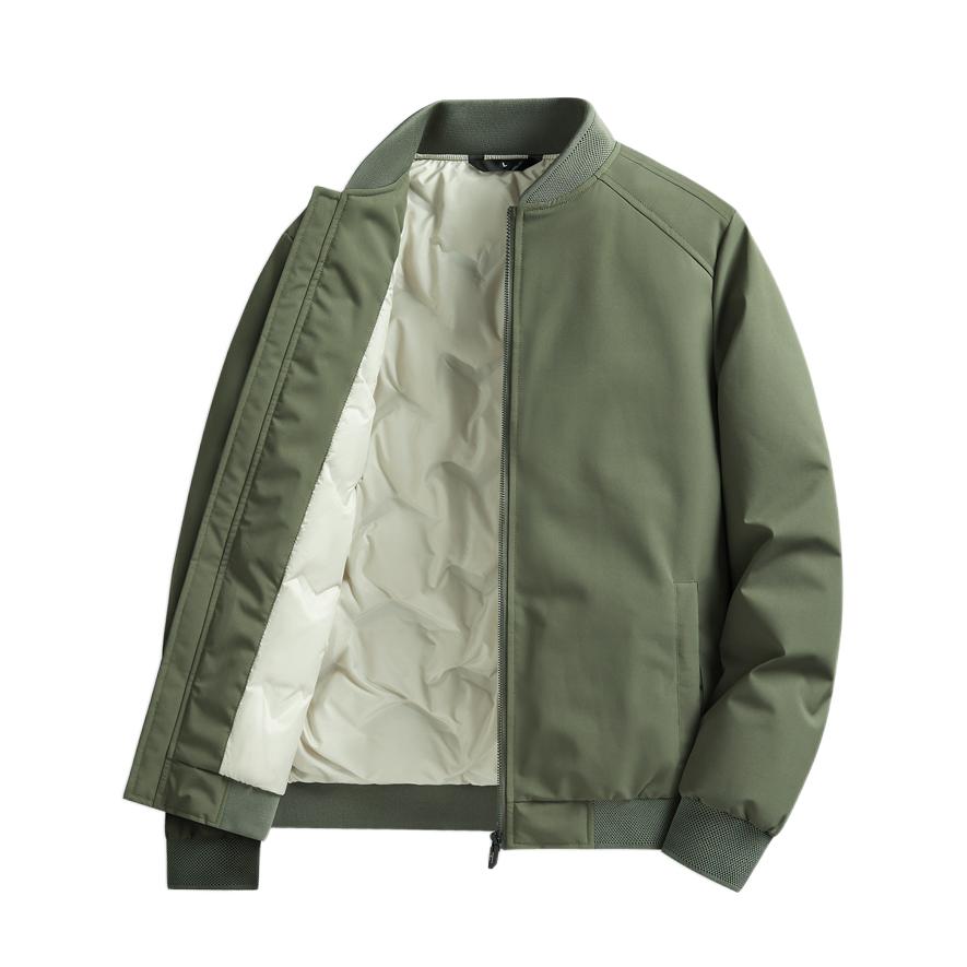 推荐商品：英奢 保暖亲肤罗纹底摆长袖羽绒服 Q24182024105 军绿