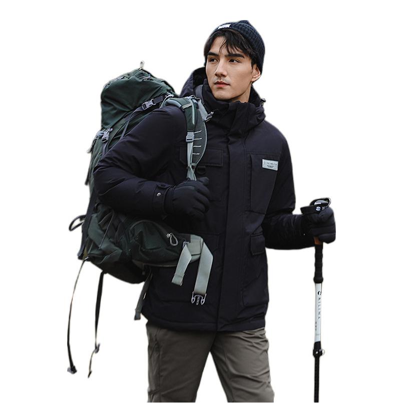 推荐商品：羽物出品 保暖防风亲肤长袖羽绒服 MY246018W7 黑