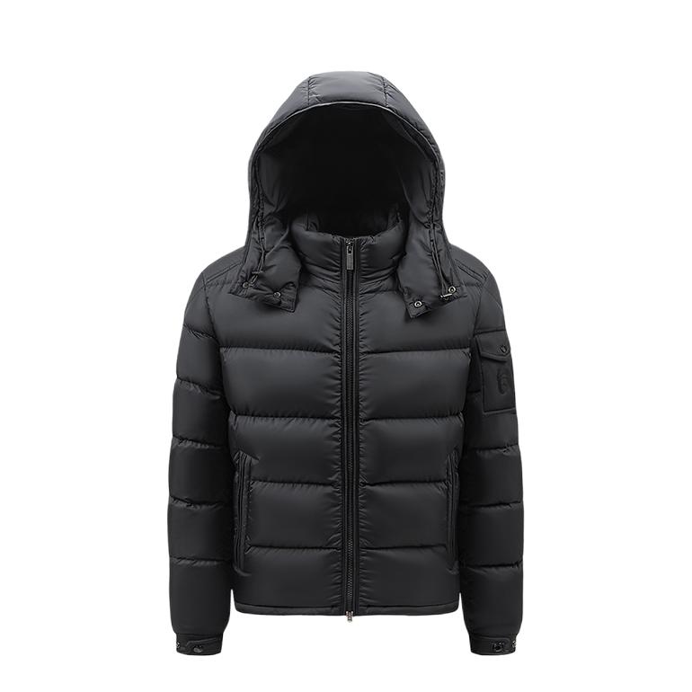 推荐商品：蒙口羽皇 防水拉链保暖亲肤长袖羽绒服 M2301M1HS808 哑黑/金