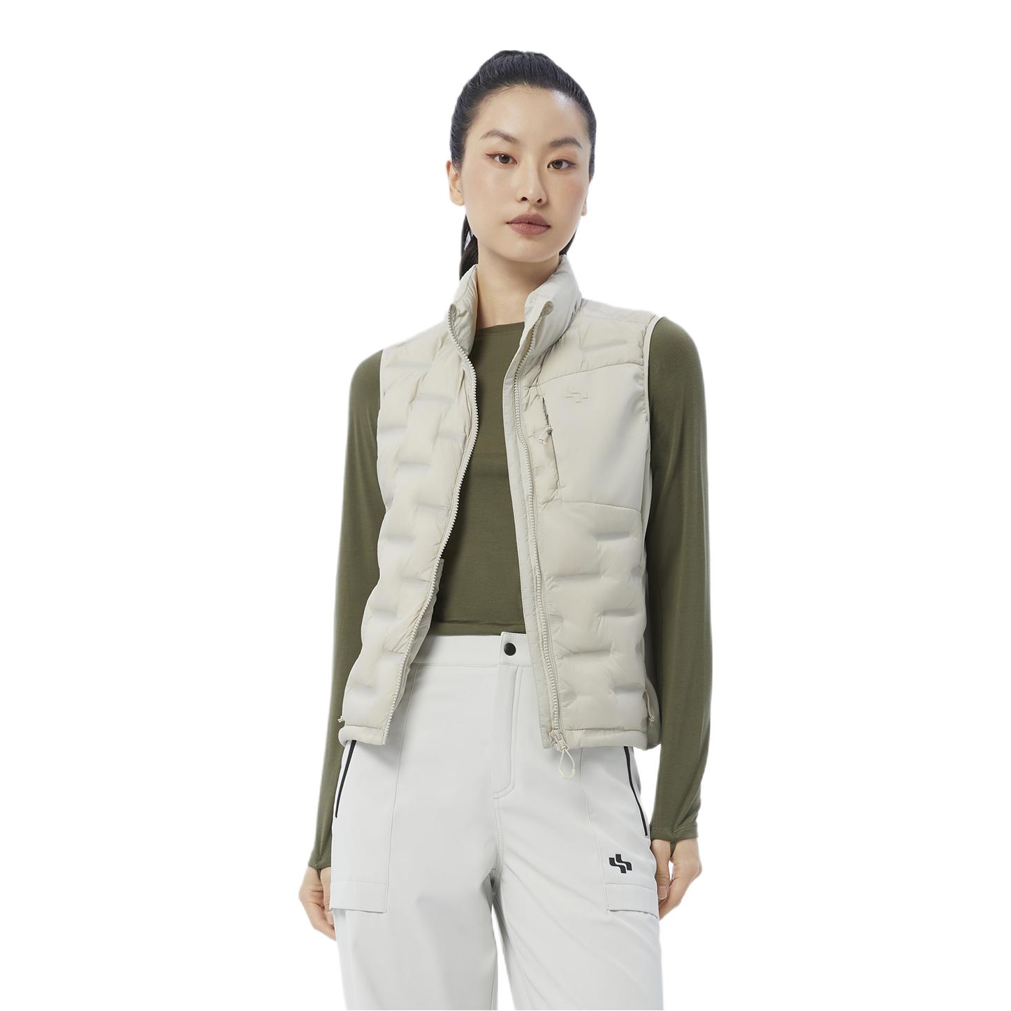 推荐商品：Lulla by Sea 保暖亲肤拉链白鸭绒马甲 女装 W2526 砂砾