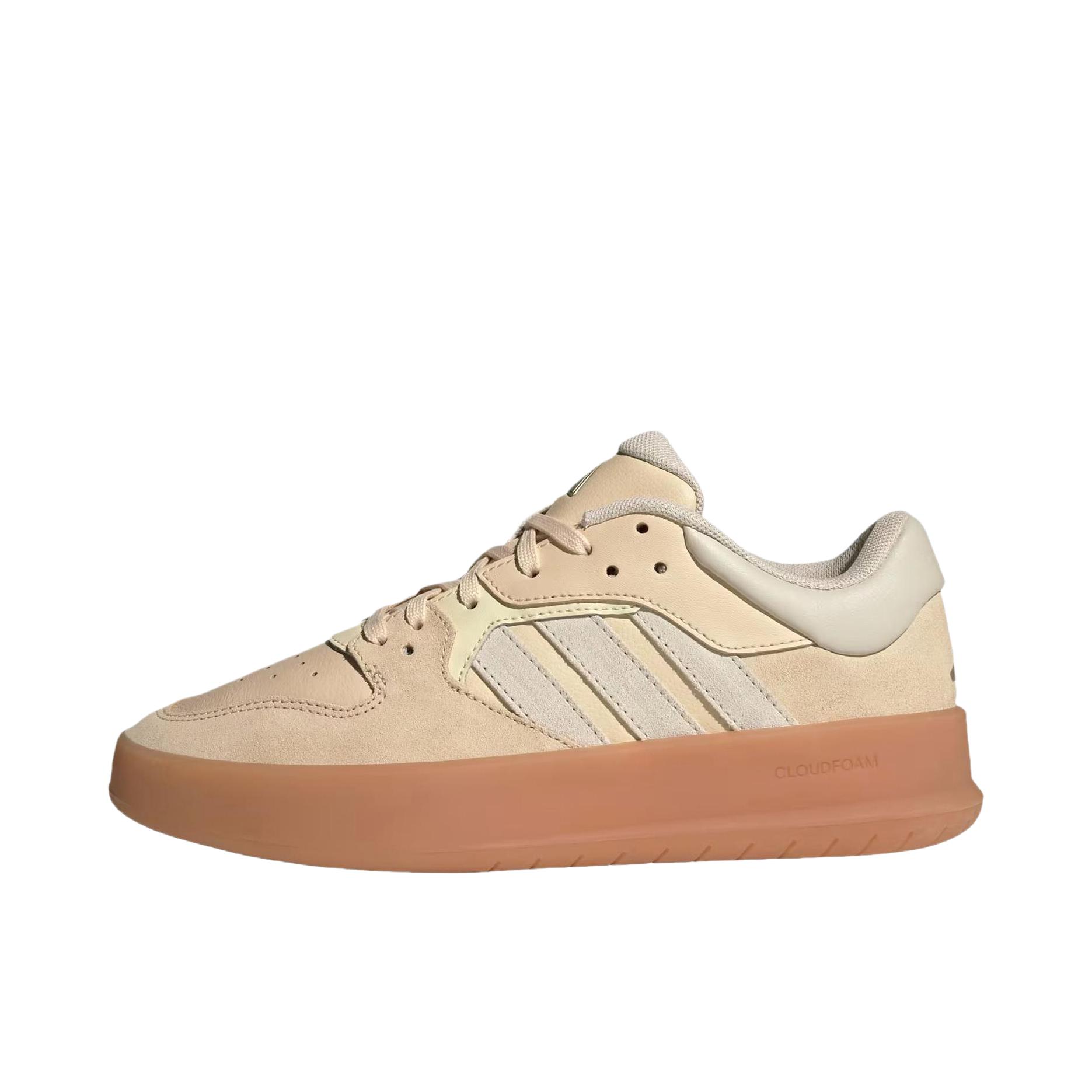 推荐商品：adidas Court 24 防滑 低帮 平跟 系带 板鞋 米色 