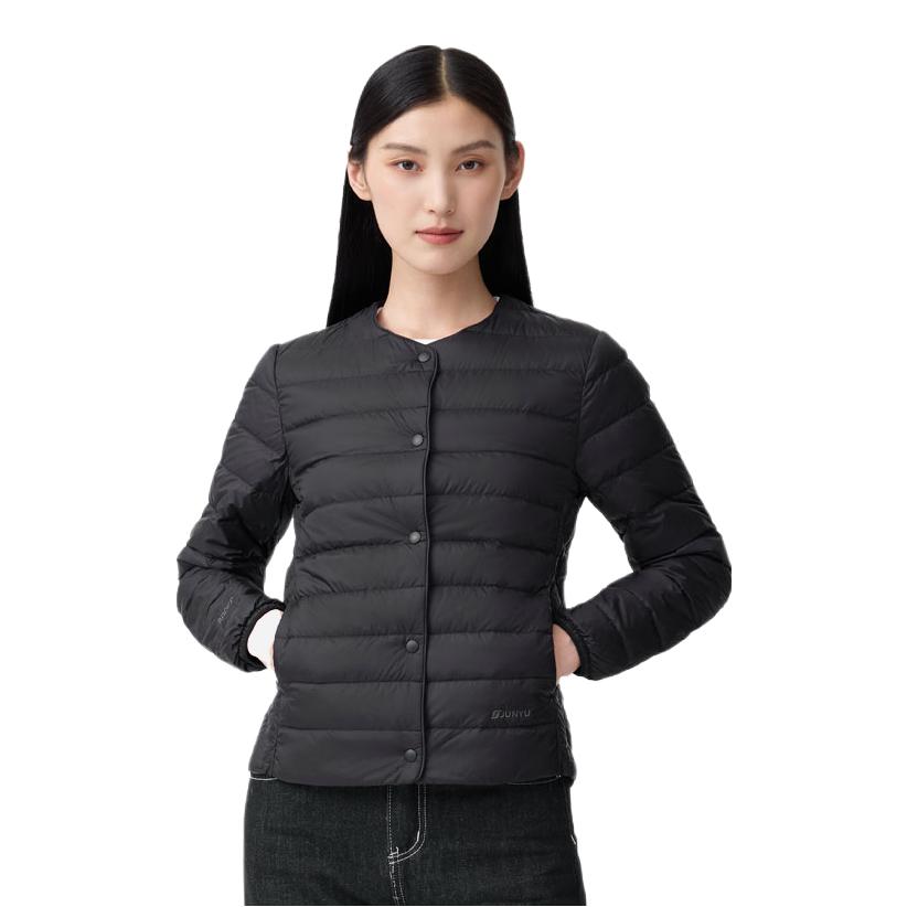 推荐商品：君羽 白鹅绒内胆短款羽绒服 E52105 黑 