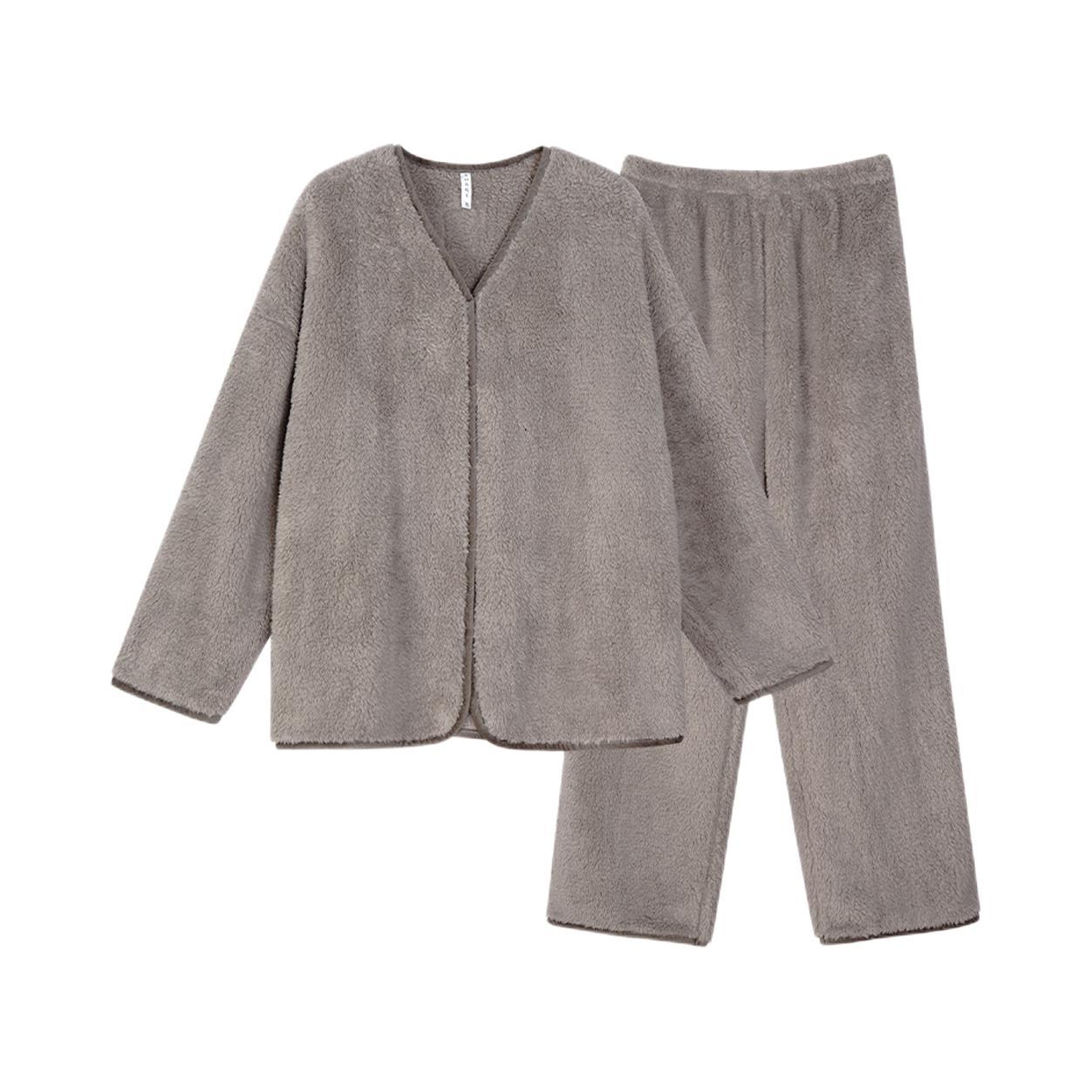 推荐商品：同语 珊瑚绒可外穿长袖睡衣 女装 R3838 薄墨灰