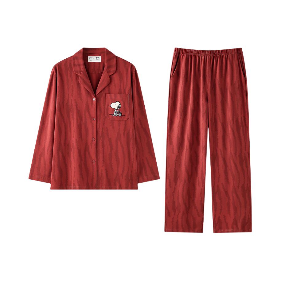 推荐商品：贝妍 卡通开衫式直筒对襟皮筋长袖睡衣 C20513 红/男