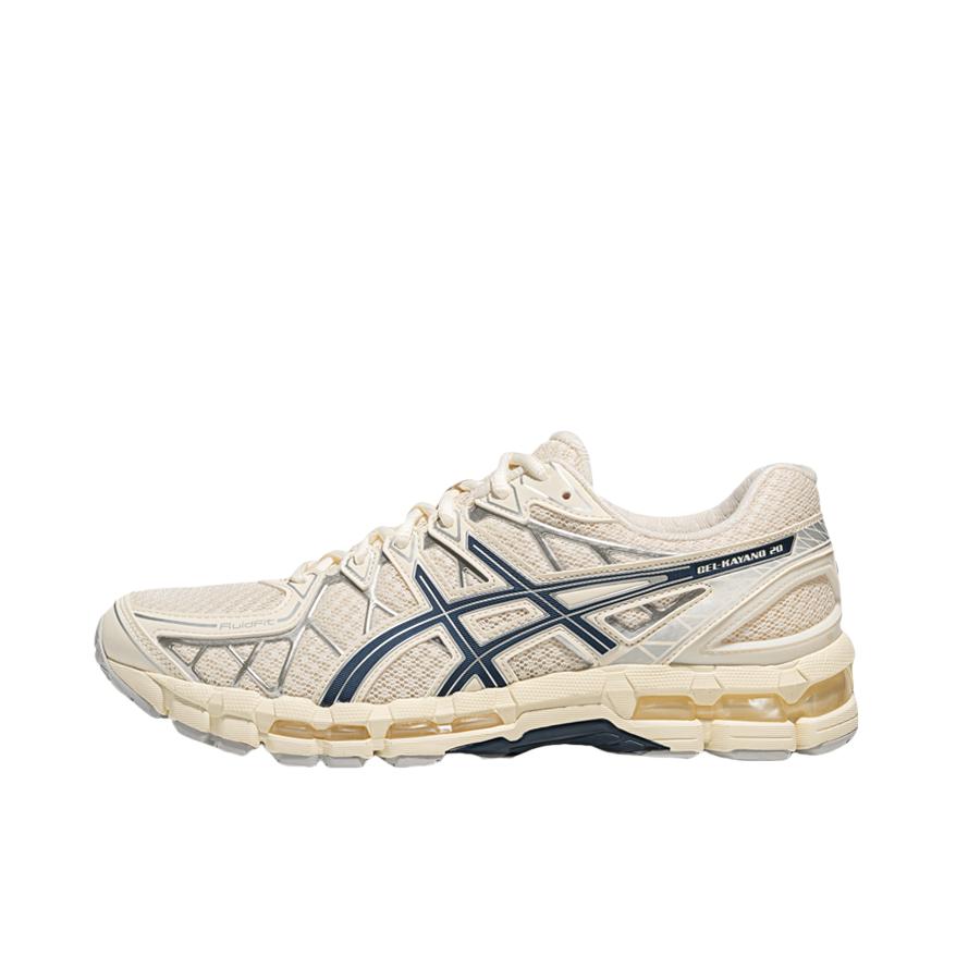 推荐商品：Asics/亚瑟士 GEL-Kayano 20 舒适减震 防滑耐磨 透气 复古 时尚潮流 轻便 网布 跑鞋 奶油色/蓝色