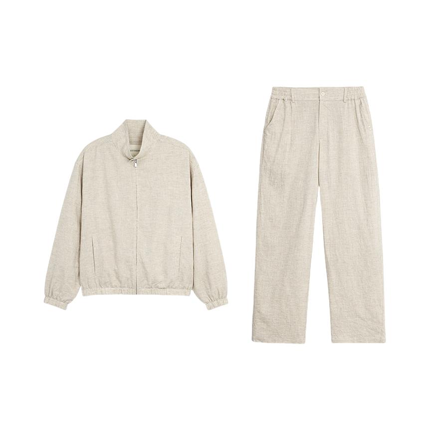 推荐商品：bodydream 长袖立领透气休闲套装 BM26A228CM 原麻