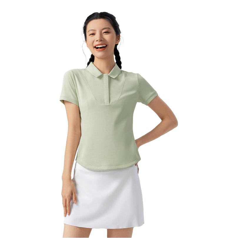 推荐商品：angelseason/天使季节 速干修身短袖Polo衫 女装 AS24JS038 柔和绿