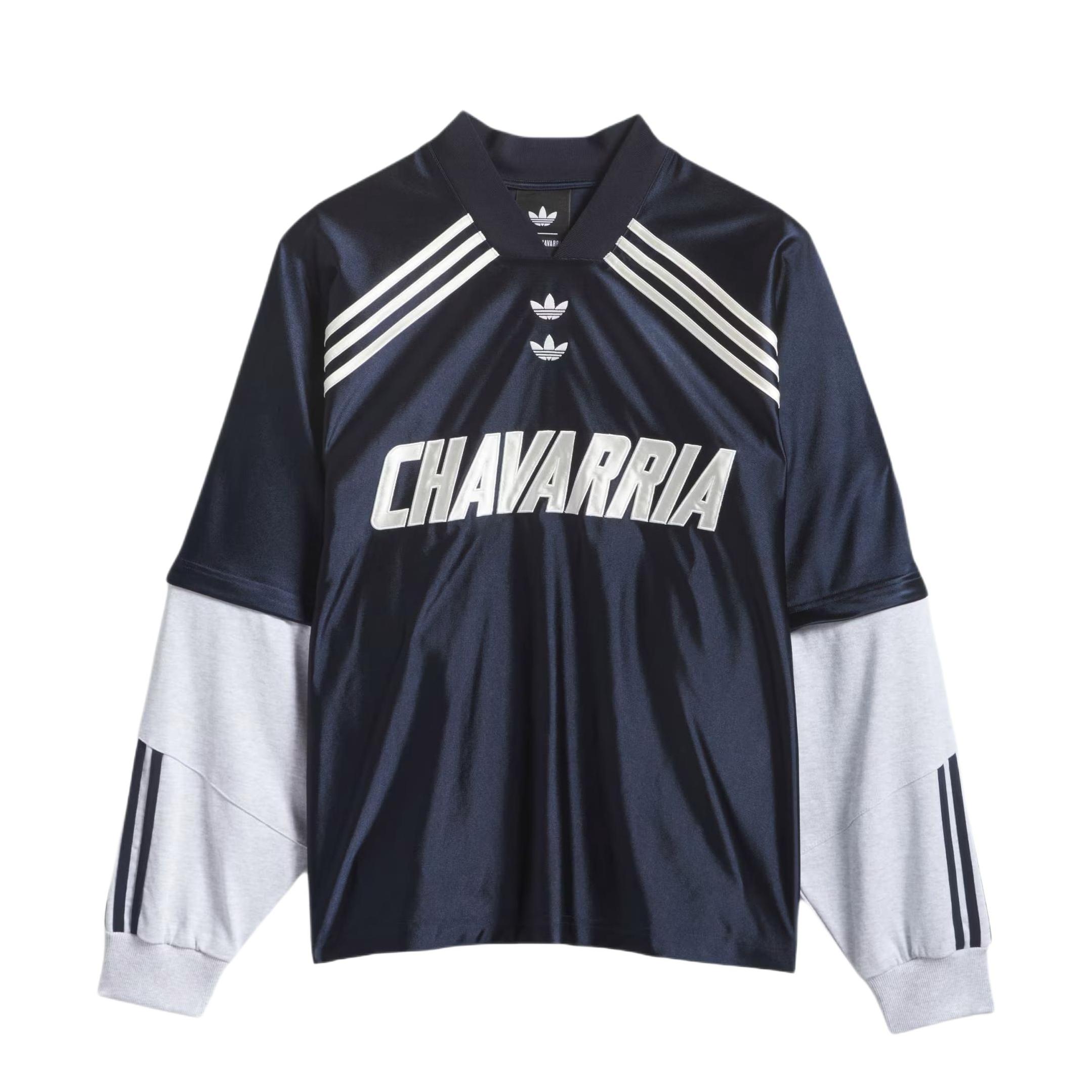 adidas Originals/三叶草 棉质透气拼接套头长袖T恤 KD1799 墨水蓝/浅麻灰