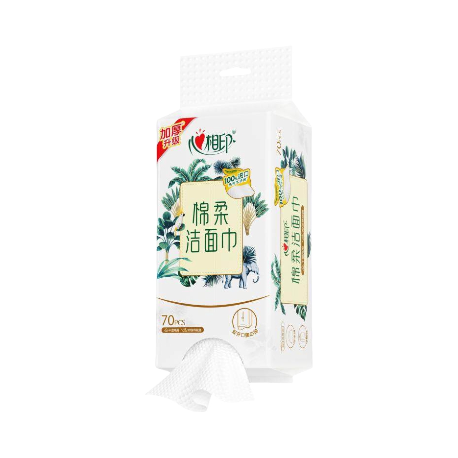 推荐商品：心相印 棉柔系列 100%进口木源纤维 棉柔洁面巾