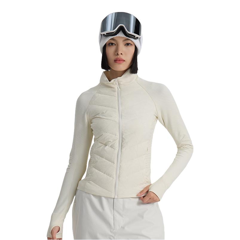 推荐商品：COLDELEMENT 防泼水耐磨薄款拉链立领滑雪服 女装 6021 白