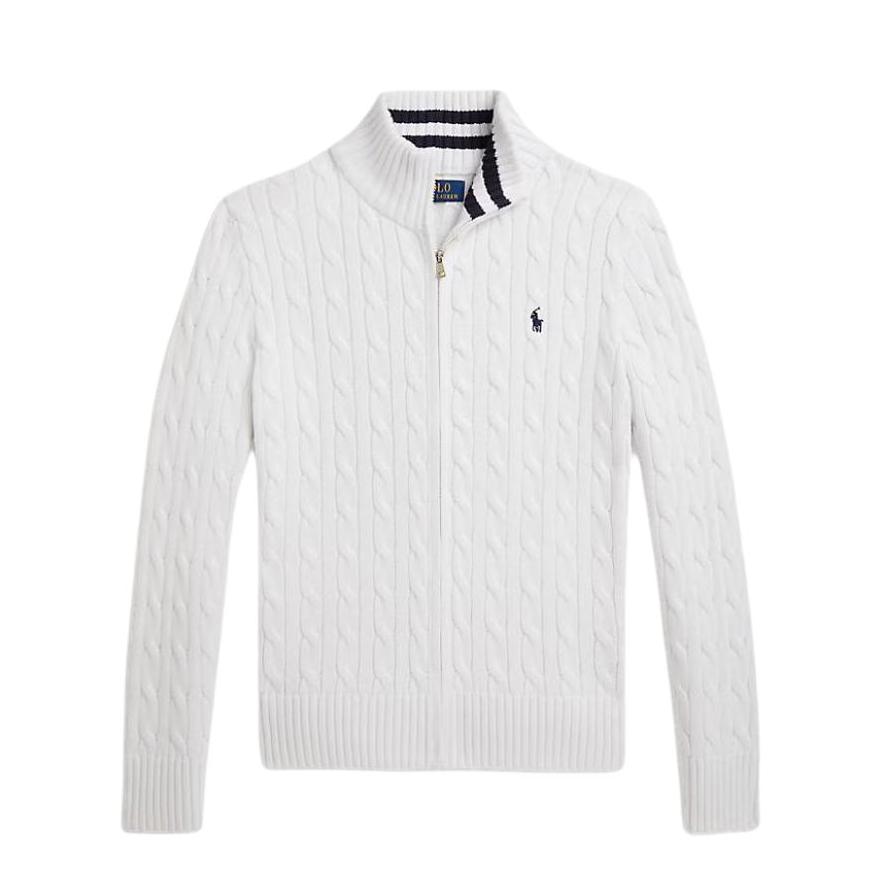 推荐商品：POLO RALPH LAUREN童装 全拉链麻花针织长袖毛衣 男中大童 323A95566 白