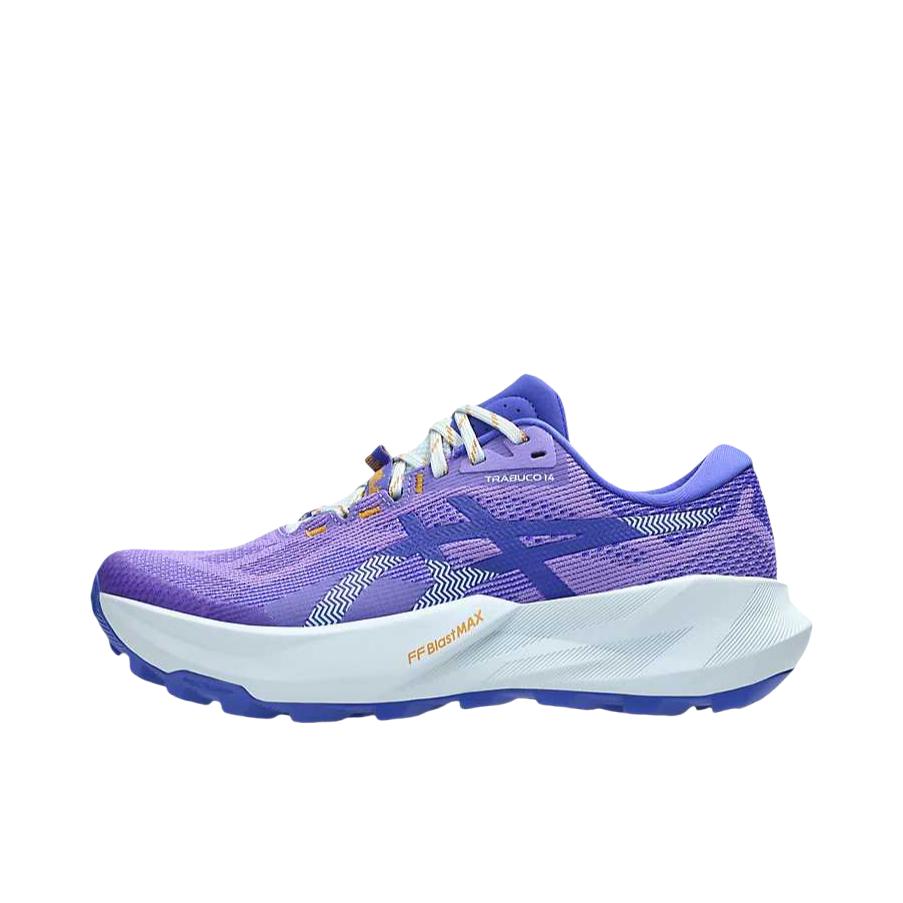推荐商品：Asics/亚瑟士 Gel-Trabuco 14 越野跑鞋 柔软舒适透气百搭抓地回弹减震支撑圆头网布贴合 紫水晶/钴蓝爆发 