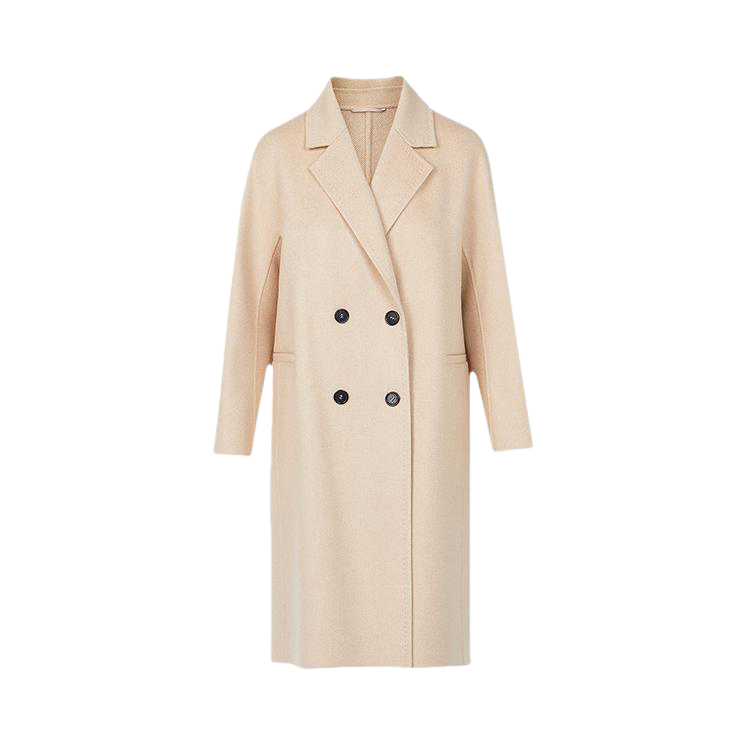 推荐商品：朗姿 双排扣翻领中长款毛呢外套 女装 LCGD20HLC005C01 浅米