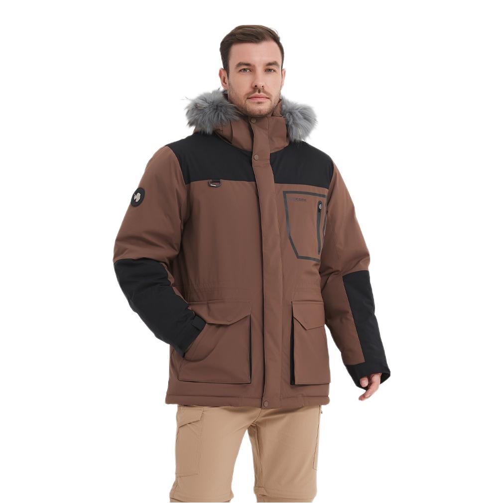 推荐商品：Acome/阿珂姆 旅行户外系列鹅绒保暖防风加厚羽绒服 AG232D1001 灰褐