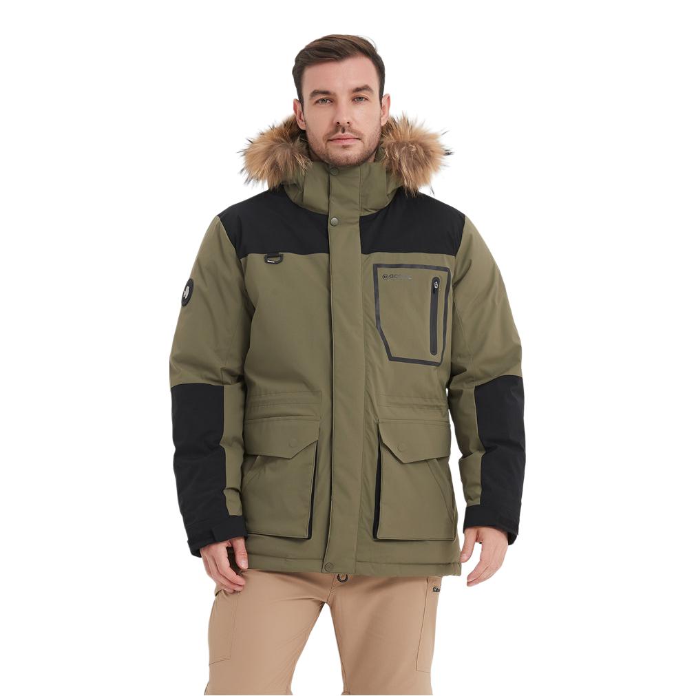 推荐商品：Acome/阿珂姆 旅行户外系列鹅绒保暖防风加厚羽绒服 AG232D1001 军绿