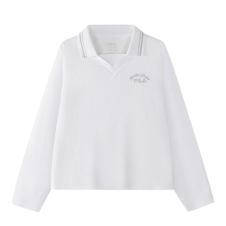 推荐商品：FILA/斐乐童装 2026SS 翻领耐磨透气长袖Polo衫 女中大童 K12G622202 标准白