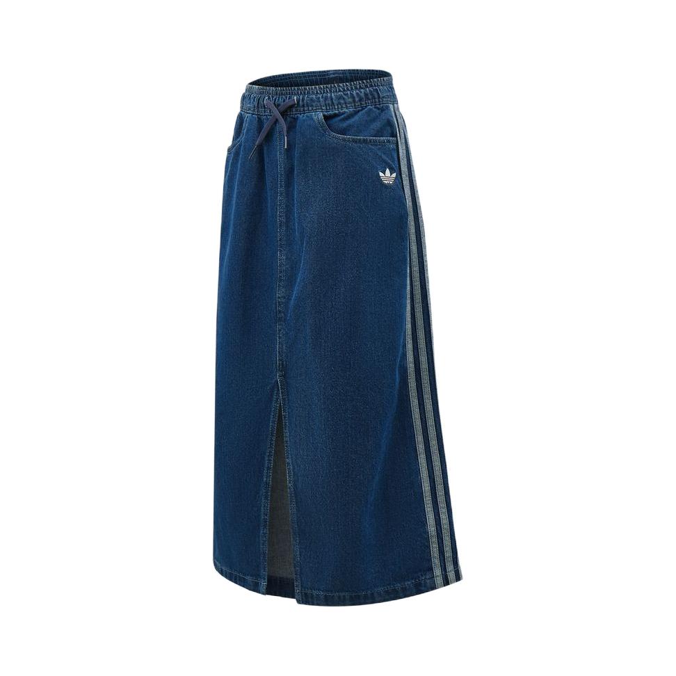 推荐商品：adidas Originals/三叶草童装 牛仔耐磨透气半身长裙 女大童 KE2851 蓝