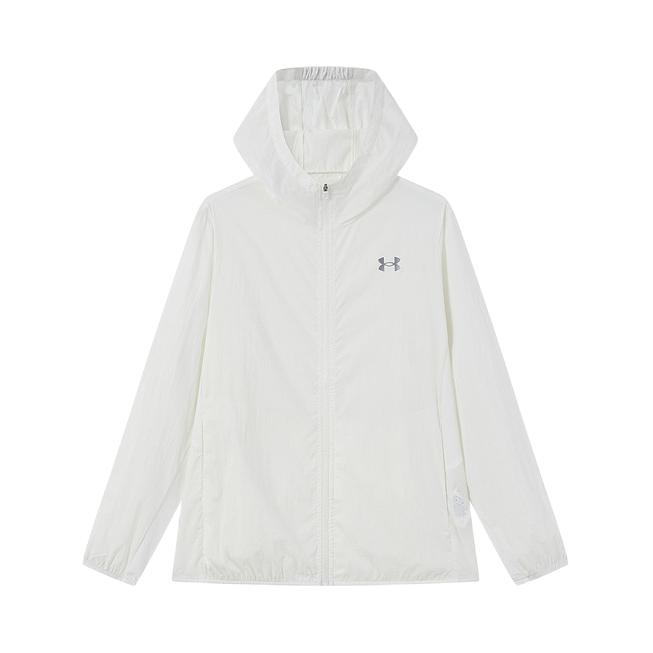 推荐商品：Under Armour/安德玛童装 凉感透气连帽防晒衣 中大童 26230776 白