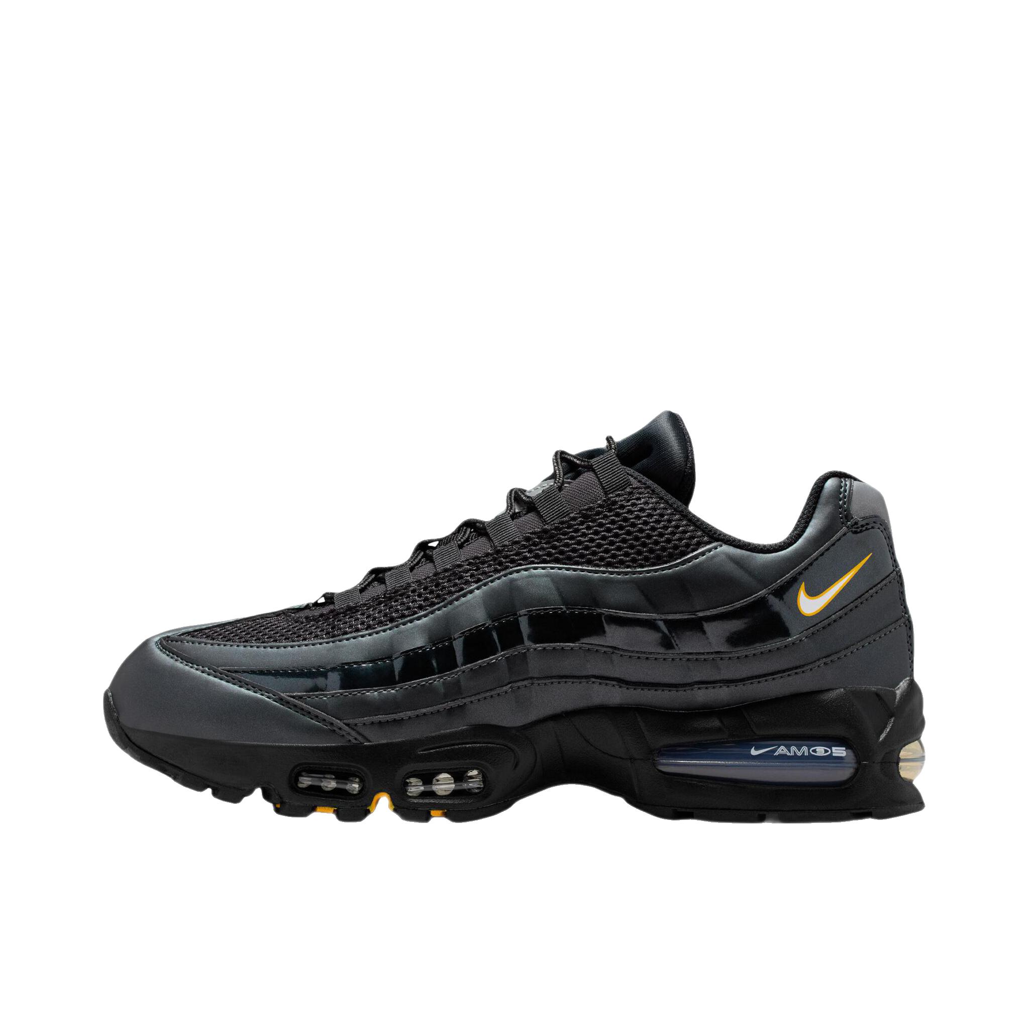 推荐商品：Nike Air Max 95 跑鞋 潮流时尚复古百搭防滑耐磨舒适透气防水气垫织物支撑低帮缓震贴合耐用圆头 黑色/白色/大学金/金属银