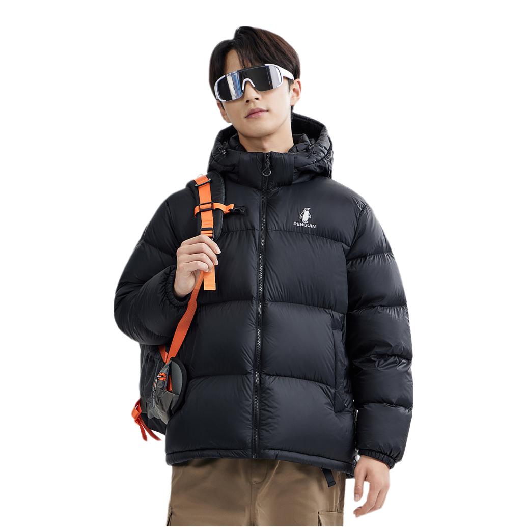 PENGUIN/企鹅 雪泡芙系列可拆卸连帽防风长袖羽绒服 M35CR28089A 幻影黑/男
