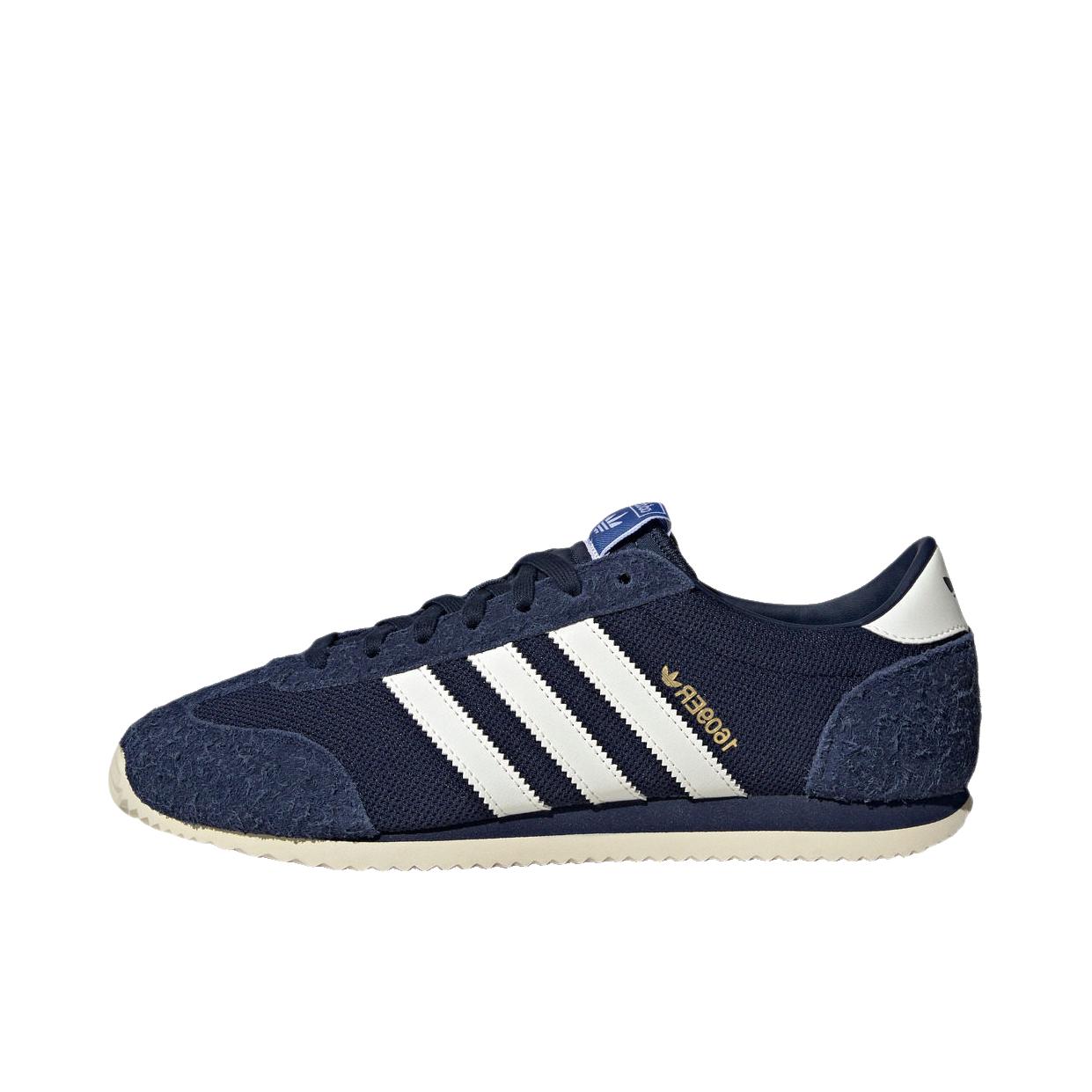 推荐商品：adidas Originals 1609ER 运动休闲鞋 织物皮革复古减震 深靛蓝/汉玉白/金色