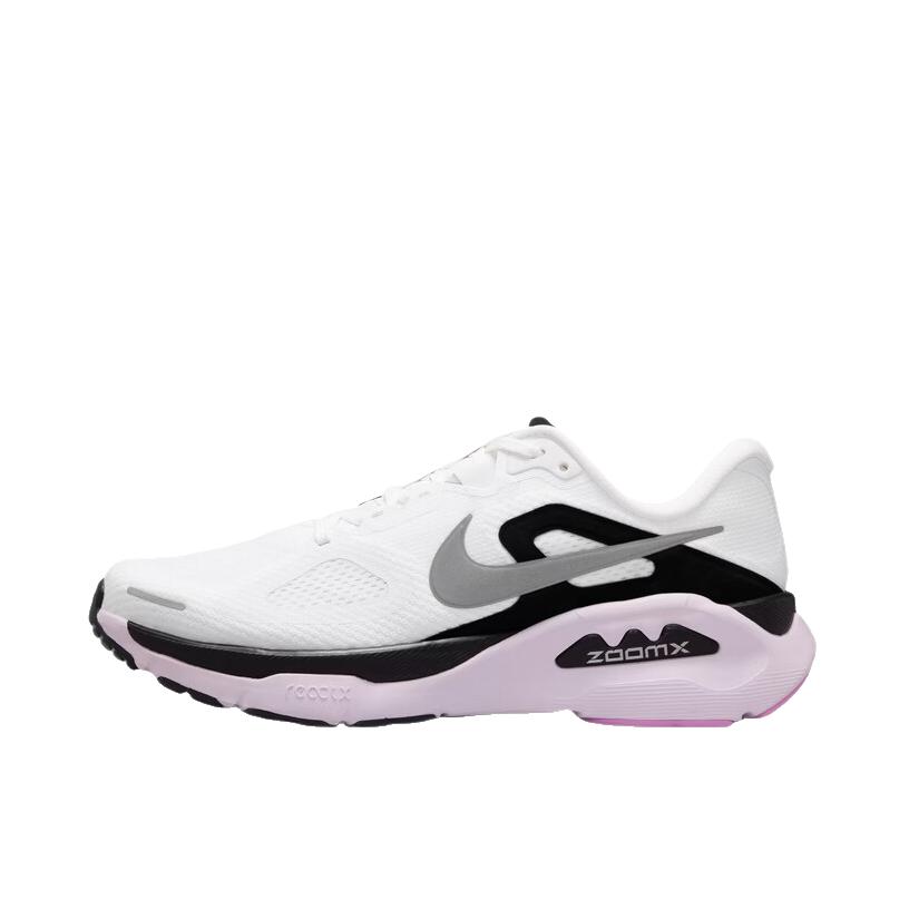 推荐商品：Nike Structure Plus 跑鞋 支撑贴合厚底系带圆头 白色/金属银/黑色/浅紫丁香色/浅品红/日晷黄