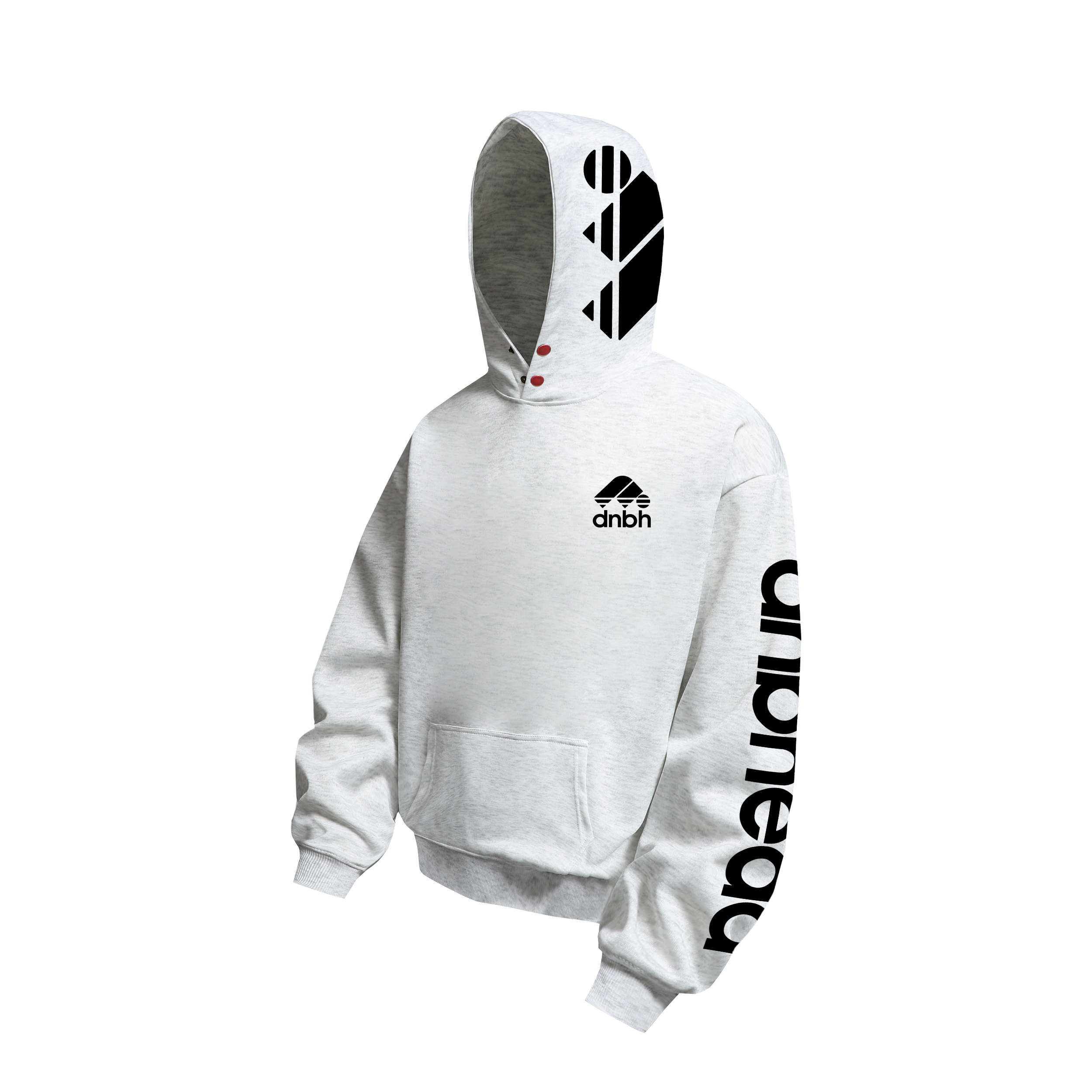 推荐商品：DNBH 2026SS 植绒加厚套头连帽长袖卫衣 850329349 白灰/黑Logo