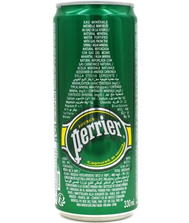好价!巴黎水perrier气泡矿泉水(原味) 罐装 330ml*24瓶/箱