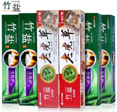 超值实惠lg竹盐牙膏老虎草100g2支全优护清新原味120g4支