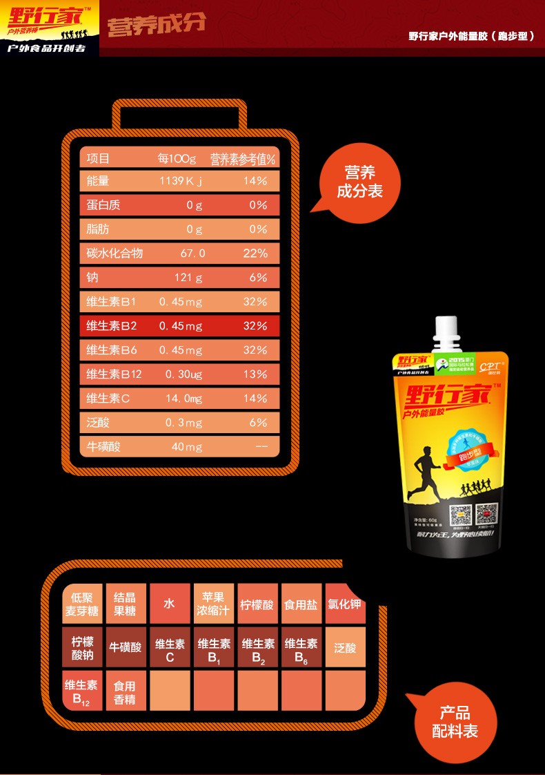 新品特价康比特野行家能量胶5支
