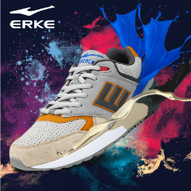 复古款式!erke鸿星尔克休闲慢跑鞋