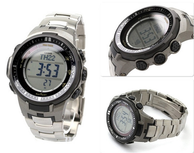 镇店之宝!casio卡西欧登山系列电波男士手表prw-3000t-7dr