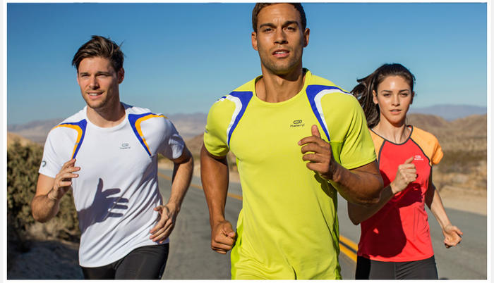 白色好价!迪卡侬k kalenji跑步t恤