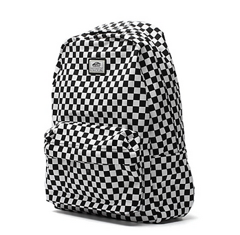 限时购vans万斯黑白格纹男子双肩背包