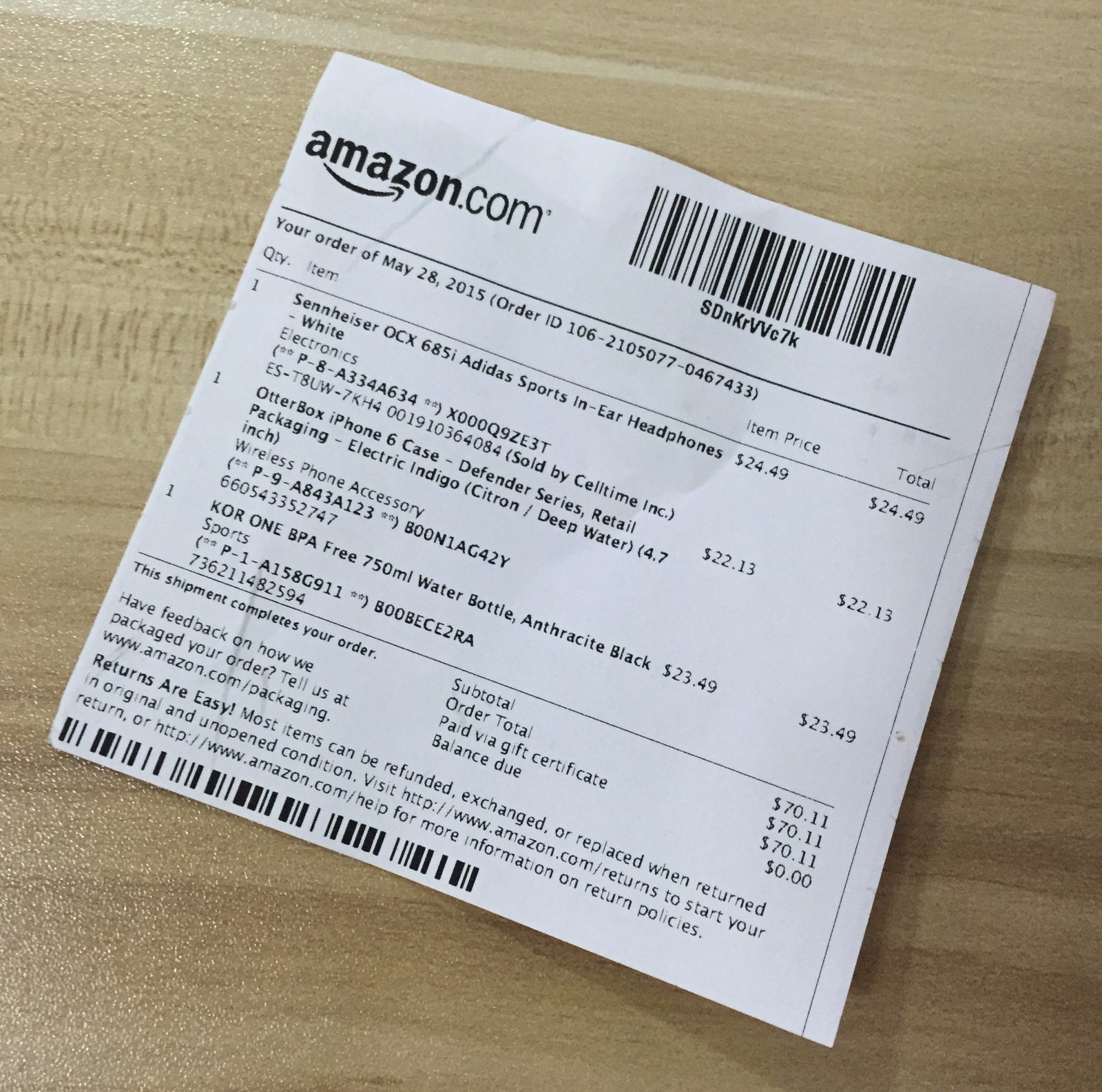 这是美亚的小票,品质有保证!我只想说,海淘真的吊!