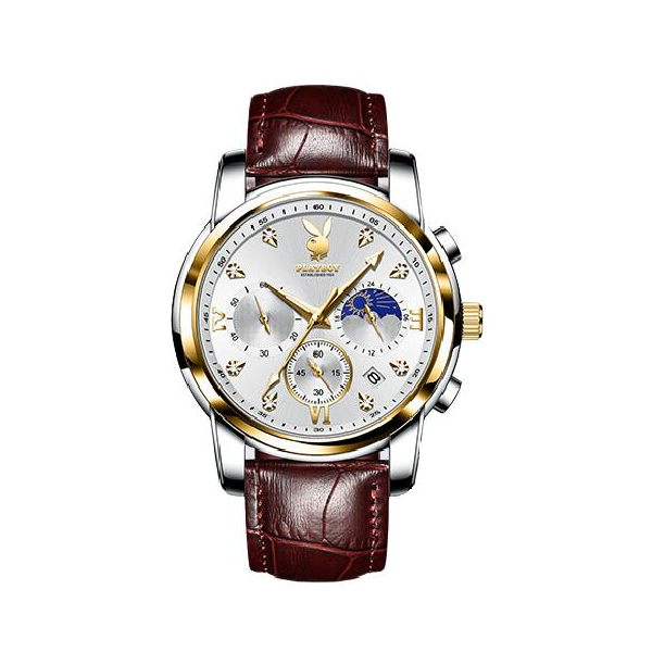 play boy/花花公子 镂空全自动机械真皮手表 h3022p4