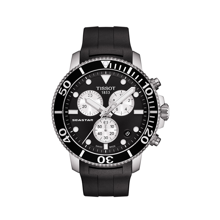 tissot/天梭 1000 海星潜水运动计时石英表  t120.417.17 黑盘橡胶带