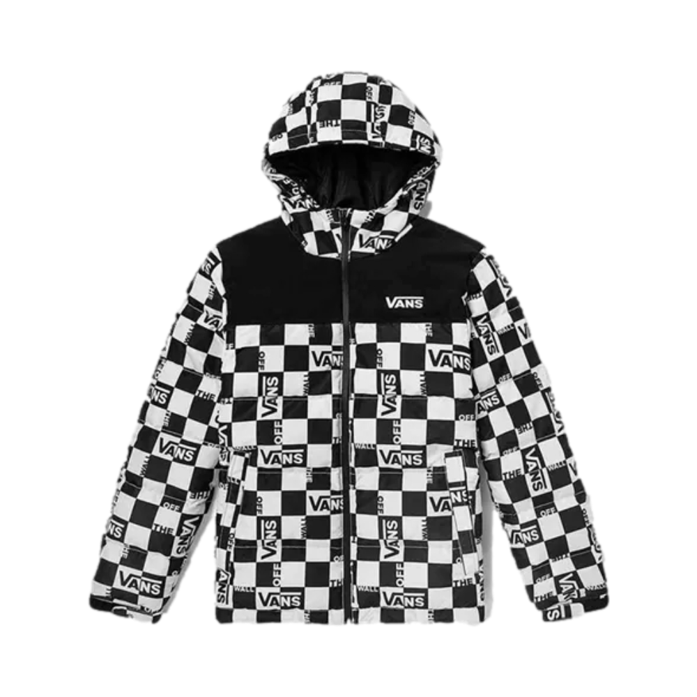 vans 棋盘格冬季保暖连帽羽绒服夹克外套  vn0a54i2zt6