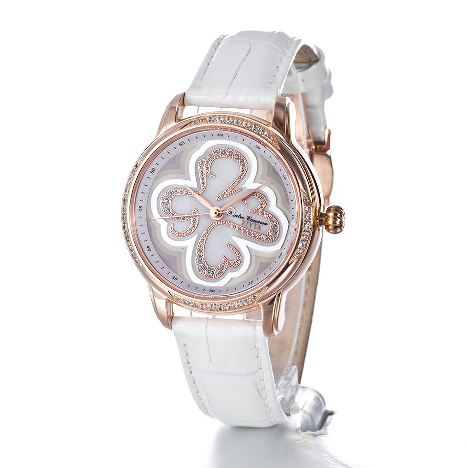 精品!fiyta飞亚达 摄影师系列四叶草 机械女士手表