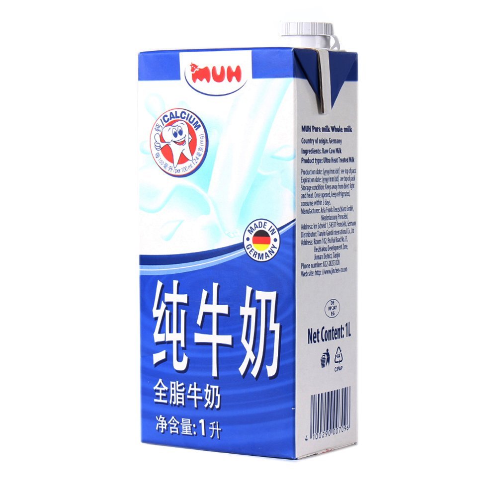 进口奶源!muh甘蒂牧场全脂牛奶1l*12(德国进口)