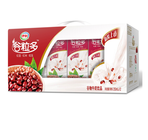 伊利谷粒多红谷牛奶饮品250ml*12盒/礼盒装!