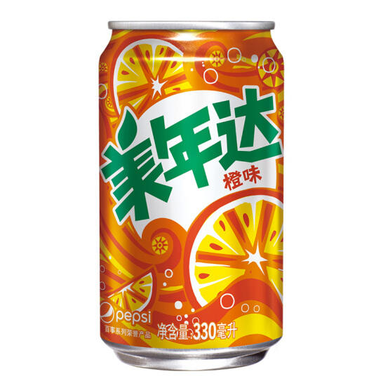 清甜香橙美年達橙味碳酸飲料330ml24聽箱裝